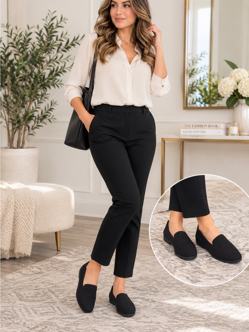 Women Black Slip-On Dress Loafers